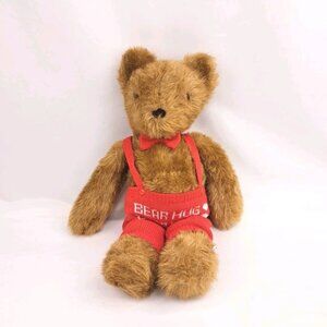 Vintage 1982 Charm Co Brown Bear Hug Red Plush Stuffed Animal